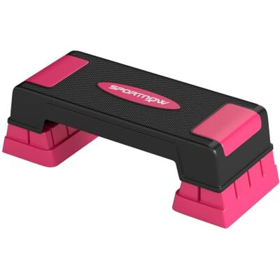 SPORTNOW Passo de Aeróbica antiderrapante altura ajustável rosa Passo para fitness, stepper, 12/17,5/22,5 cm, base robusta, carga 250 kg, treino em casa, ginásio, homens e mulheres SPORTNOW Passo de Aeróbica antiderrapante altura ajustável rosa Passo para fitness, stepper, 12/17,5/22,5 cm, base robusta, carga 250 kg, treino em casa, ginásio, homens e mulheres