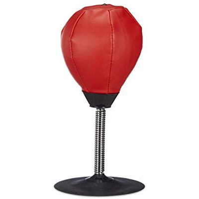 Relaxdays Saco de boxe anti-stress para secretária, pele sintética, vermelho, 35 x 18 x 18 cm Relaxdays Saco de boxe anti-stress para secretária, pele sintética, vermelho, 35 x 18 x 18 cm