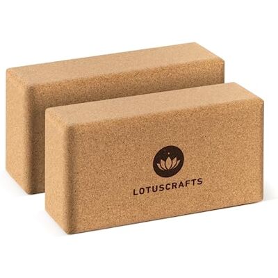 Lotuscrafts Bloco de ioga de cortiça Supra Grip fabricação ecológica bloco de ioga de cortiça natural bloco de cortiça para ioga e pilates pacote duplo Lotuscrafts Bloco de ioga de cortiça Supra Grip fabricação ecológica bloco de ioga de cortiça natural bloco de cortiça para ioga e pilates pacote duplo