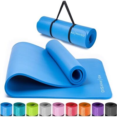 KG Physio Yoga Mat esteira ioga antiderrapante extra grossa 183 cm x 60 cm x 8 mm com alça de ombro fabricada com NBR para garantir que seja esteira antiderrapante. Azul KG Physio Yoga Mat esteira ioga antiderrapante extra grossa 183 cm x 60 cm x 8 mm com alça de ombro fabricada com NBR para garantir que seja esteira antiderrapante. Azul