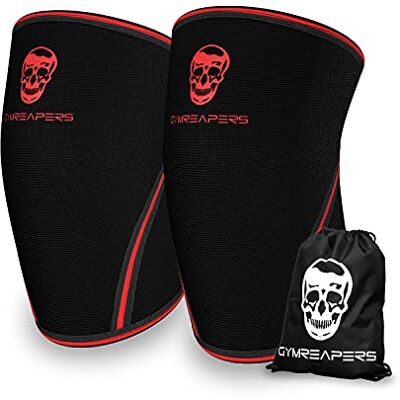 Gymreapers Joelheira para homens e mulheres (1 par) com bolsa de desporto, joelheira de 7 mm de compressão e suporte para levantamento de pesos, cross training, powerlifting, ioga, desporto, corrida e Gymreapers Joelheira para homens e mulheres (1 par) com bolsa de desporto, joelheira de 7 mm de compressão e suporte para levantamento de pesos, cross training, powerlifting, ioga, desporto, corrida e