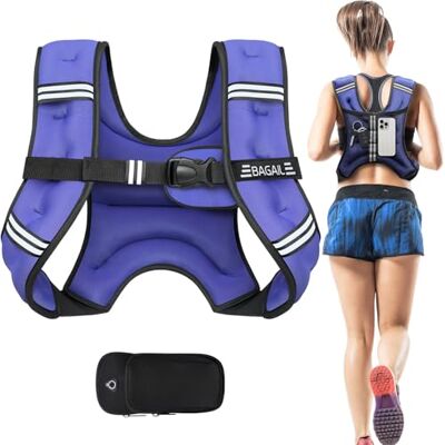 BAGAIL Colete com peso para treino de força, colete com tamanho ajustável de 5 kg, faixa refletora e bolso prático, ideal para exercícios, ioga e aeróbica. BAGAIL Colete com peso para treino de força, colete com tamanho ajustável de 5 kg, faixa refletora e bolso prático, ideal para exercícios, ioga e aeróbica.