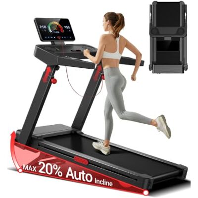 LONTEK Fita de corrida dobrável com inclinação, 1-14 KM/H, 180 kg 3,0 cv fita de caminhada de ecrã LED, caminhadora elétrica para casa com frequência cardíaca, consola 4 níveis ajustável LONTEK Fita de corrida dobrável com inclinação, 1-14 KM/H, 180 kg 3,0 cv fita de caminhada de ecrã LED, caminhadora elétrica para casa com frequência cardíaca, consola 4 níveis ajustável