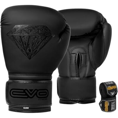 EVO Fitness EVO Maya Hide Luvas de boxe de pele para artes marciais mistas, Sparring, Muay Thai, Kickboxing, Luta, luvas de treino com faixas de mão de boxe (preto, 10 oz) EVO Fitness EVO Maya Hide Luvas de boxe de pele para artes marciais mistas, Sparring, Muay Thai, Kickboxing, Luta, luvas de treino com faixas de mão de boxe (preto, 10 oz)