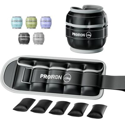 PROIRON Ankle Weights ajustável, 0,5 a 2,5 kg, conjunto de 2, com tecidos removíveis para exercícios, fitness, recuperação de caminhada e corrida ginástica PROIRON Ankle Weights ajustável, 0,5 a 2,5 kg, conjunto de 2, com tecidos removíveis para exercícios, fitness, recuperação de caminhada e corrida ginástica