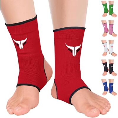 Mytra Fusion Suporte de tornozelo suporte de tornozelo respirável MMA, Muay Thai, ginásio, ligadura de luta suporte de tornozelo de boxe (Red, S/M) Mytra Fusion Suporte de tornozelo suporte de tornozelo respirável MMA, Muay Thai, ginásio, ligadura de luta suporte de tornozelo de boxe (Red, S/M)