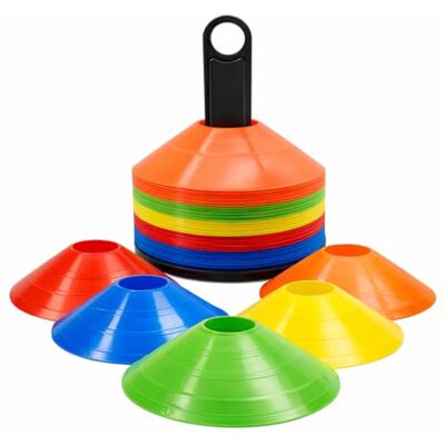 OUTDOORN 20 cones de marcação de cores, acessórios para treino de futebol e Slalom acessórios de treino ao ar livre OUTDOORN 20 cones de marcação de cores, acessórios para treino de futebol e Slalom acessórios de treino ao ar livre