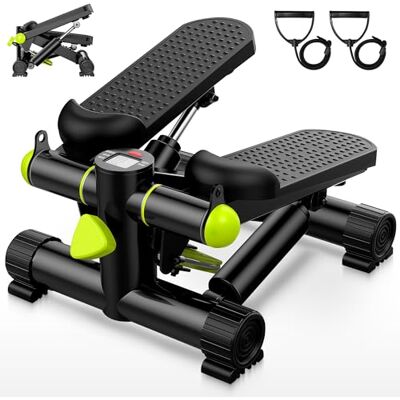 JUPPLIES Mini Stepper com bandas elásticas Stepper Fitness em aço, pistão hidráulico silencioso, ecrã LCD, resistência ajustável e pedais antiderrapantes para tonificar e queimar gordura em casa JUPPLIES Mini Stepper com bandas elásticas Stepper Fitness em aço, pistão hidráulico silencioso, ecrã LCD, resistência ajustável e pedais antiderrapantes para tonificar e queimar gordura em casa