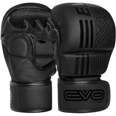 EVO Fitness Luvas MMA Homens Mulheres Couro Sparring Karate Grappling Muay Thai Luvas de Treinamento de Artes Marciais UFC de Luta em Jaula Boxe Combate Esportes (Preto, G) EVO Fitness Luvas MMA Homens Mulheres Couro Sparring Karate Grappling Muay Thai Luvas de Treinamento de Artes Marciais UFC de Luta em Jaula Boxe Combate Esportes (Preto, G)