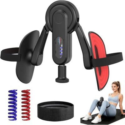POWER GUIDANCE Exercitador de coxas, aparelho pernas com mola dupla (0 60 kg) e indicador de resistência, exercitador de anca rotativo de 360 ° para ginásio em casa, com correia de lúteos POWER GUIDANCE Exercitador de coxas, aparelho pernas com mola dupla (0 60 kg) e indicador de resistência, exercitador de anca rotativo de 360 ° para ginásio em casa, com correia de lúteos