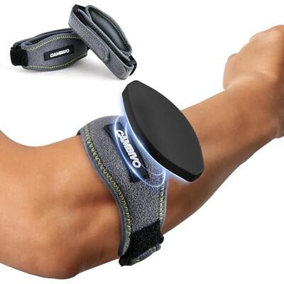 CAMBIVO 2 x Cotovelo epicondilite homem e mulher, cotoveleiras de compressão ajustável e antiderrapante, correia epicondilite bracelete para tendinite, alívio da dor, cotovelo tenista, ginástica CAMBIVO 2 x Cotovelo epicondilite homem e mulher, cotoveleiras de compressão ajustável e antiderrapante, correia epicondilite bracelete para tendinite, alívio da dor, cotovelo tenista, ginástica