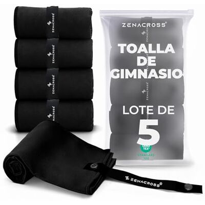 ZENACROSS Toalha de microfibra, lote de 5, 40 x 77 cm, secagem rápida e absorvente, toalha de ginásio para ginástica, caminhadas preto ZENACROSS Toalha de microfibra, lote de 5, 40 x 77 cm, secagem rápida e absorvente, toalha de ginásio para ginástica, caminhadas preto
