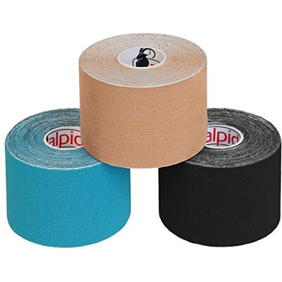 ALPIDEX Fita de cinesiologia Tape 5 m x 5 cm fita muscular E Book Exemplos de aplicação, cor: cores sortidas, quantidade: 3 rolos ALPIDEX Fita de cinesiologia Tape 5 m x 5 cm fita muscular E Book Exemplos de aplicação, cor: cores sortidas, quantidade: 3 rolos