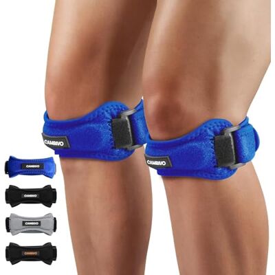 CAMBIVO Joelheira Ajustável x2, Faixa Rotuliana, Joelheiras para Menisco e Ligamento com Correia para Tendão Rotuliano, Correr, Saltar, Ginásio, Alívio da Tendinite, Estabilização da Articulação CAMBIVO Joelheira Ajustável x2, Faixa Rotuliana, Joelheiras para Menisco e Ligamento com Correia para Tendão Rotuliano, Correr, Saltar, Ginásio, Alívio da Tendinite, Estabilização da Articulação