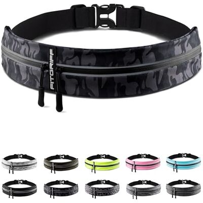 Fitgriff ® Bolsa de cintura corrida desportiva cinto de corrida homem e mulher suporte telemóvel (para todos os smartphones) para desporto, Walking (Camo-Black, S-M) Fitgriff ® Bolsa de cintura corrida desportiva cinto de corrida homem e mulher suporte telemóvel (para todos os smartphones) para desporto, Walking (Camo-Black, S-M)