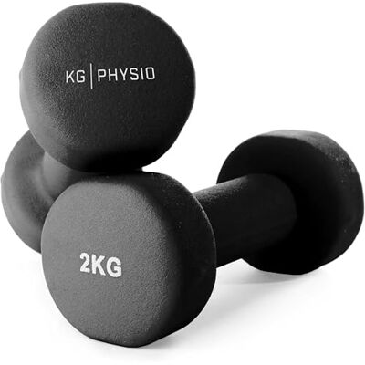 KG Physio Halteres e Póster A3 com Exemplos de Exercícios Halteres com Forro de Neoprene, Aderência Confortável, Resistente ao Suor e com Tecnologia Anti-Roll 2kg, preto KG Physio Halteres e Póster A3 com Exemplos de Exercícios Halteres com Forro de Neoprene, Aderência Confortável, Resistente ao Suor e com Tecnologia Anti-Roll 2kg, preto
