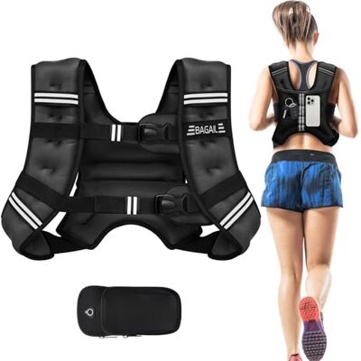 BAGAIL Colete com peso para treino de força, colete com 6 kg tamanho ajustável, faixa refletora e bolso prático, ideal para exercícios, ioga e aeróbica. BAGAIL Colete com peso para treino de força, colete com 6 kg tamanho ajustável, faixa refletora e bolso prático, ideal para exercícios, ioga e aeróbica.