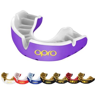 OPRO Gold Bucal dental desportivo, para adultos e crianças, tecnologia de ajuste revolucionário, para boxe, lacrosse, MMA, artes marciais, hóquei, e desportos de contaco, (roxo, adulto) OPRO Gold Bucal dental desportivo, para adultos e crianças, tecnologia de ajuste revolucionário, para boxe, lacrosse, MMA, artes marciais, hóquei, e desportos de contaco, (roxo, adulto)