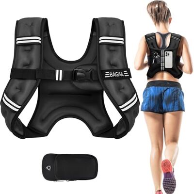 BAGAIL Colete com peso para treino de força, colete com tamanho ajustável de 5 kg, faixa refletora e bolso prático, ideal para exercícios, ioga e aeróbica. BAGAIL Colete com peso para treino de força, colete com tamanho ajustável de 5 kg, faixa refletora e bolso prático, ideal para exercícios, ioga e aeróbica.