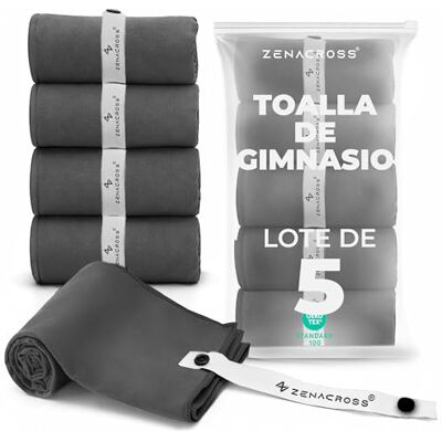 ZENACROSS Toalha de microfibra, lote de 5, 40 x 77 cm, secagem rápida e absorvente, toalha de ginásio para ginástica, caminhadas, cinzento escuro ZENACROSS Toalha de microfibra, lote de 5, 40 x 77 cm, secagem rápida e absorvente, toalha de ginásio para ginástica, caminhadas, cinzento escuro