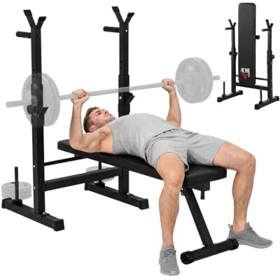 HOMCOM Banco de Musculação Multifuncional Press Banca 220 kg Banco de pesos, suporte ajustável para barras, estação de dips, treino completo, casa ginásio HOMCOM Banco de Musculação Multifuncional Press Banca 220 kg Banco de pesos, suporte ajustável para barras, estação de dips, treino completo, casa ginásio