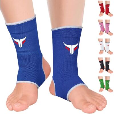 Mytra Fusion Suporte de tornozelo suporte de tornozelo respirável MMA, Muay Thai, ginásio, bandagem de luta suporte de tornozelo de boxe (azul, S/M) Mytra Fusion Suporte de tornozelo suporte de tornozelo respirável MMA, Muay Thai, ginásio, bandagem de luta suporte de tornozelo de boxe (azul, S/M)