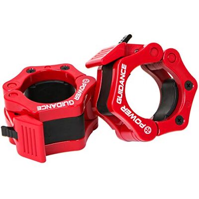 POWER GUIDANCE Grampos de encaixe para barras olímpicas, 50 mm, fechos de barra, abraçadeiras de topo, para barras de peso, com bloqueio, fecho de fixação rápida e segura (1 par) POWER GUIDANCE Grampos de encaixe para barras olímpicas, 50 mm, fechos de barra, abraçadeiras de topo, para barras de peso, com bloqueio, fecho de fixação rápida e segura (1 par)