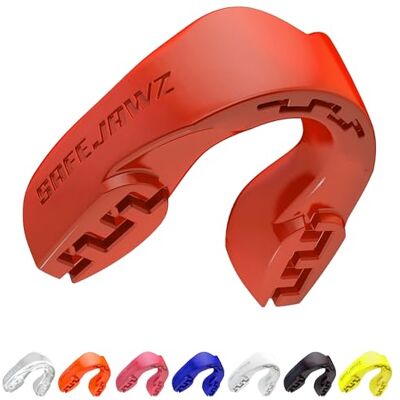 SAFEJAWZ Protetor bucal para adultos e crianças para todos os desportos de contato, incluindo rugby, MMA, artes marciais de kickboxing, judô, hóquei e boxe (Adulto (12+ Anos), Vermelho) SAFEJAWZ Protetor bucal para adultos e crianças para todos os desportos de contato, incluindo rugby, MMA, artes marciais de kickboxing, judô, hóquei e boxe (Adulto (12+ Anos), Vermelho)