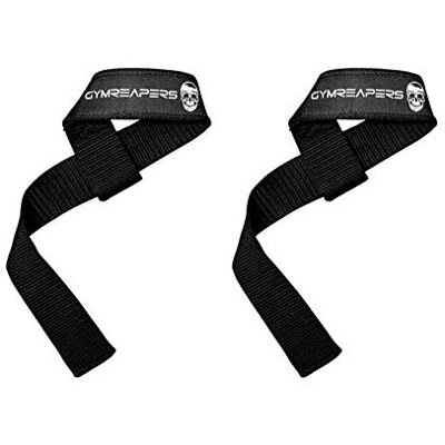 Gymreapers Pulseiras para levantamento de pesos, culturismo, levantamento de pesos, treino de força, peso morto, neoprene acolchoado com algodão de 18,0 pol (preto) Gymreapers Pulseiras para levantamento de pesos, culturismo, levantamento de pesos, treino de força, peso morto, neoprene acolchoado com algodão de 18,0 pol (preto)