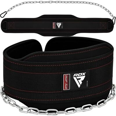 RDX Cinto de lastro dominadas de imersão, Dip Belt com 36 polegadas corrente, 6 polegadas suporte lombar para ginásio Powerlifting levantamento de pesos musculação ginásio alterofilia treino, homem RDX Cinto de lastro dominadas de imersão, Dip Belt com 36 polegadas corrente, 6 polegadas suporte lombar para ginásio Powerlifting levantamento de pesos musculação ginásio alterofilia treino, homem