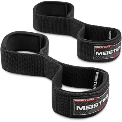 Meister Correias de levantamento de pesos FIGURE 8's acolchoadas de neoprene (par) preto Meister Correias de levantamento de pesos FIGURE 8's acolchoadas de neoprene (par) preto