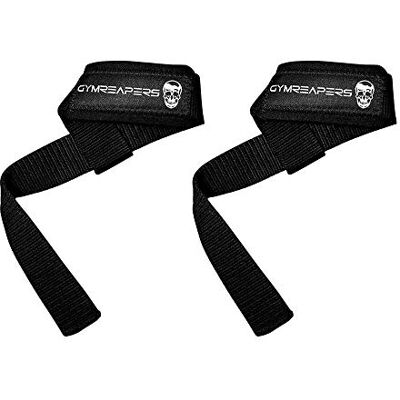 Gymreapers Pulseiras de elevação para levantamento de pesos, culturismo, levantamento de pesos, treino de força, peso morto, neoprene acolchoado com algodão de 18 polegadas (preto) Gymreapers Pulseiras de elevação para levantamento de pesos, culturismo, levantamento de pesos, treino de força, peso morto, neoprene acolchoado com algodão de 18 polegadas (preto)