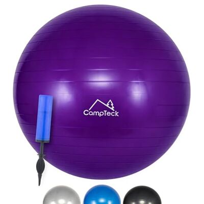 CampTeck Unisex Balão de Ginástica para Exercício 65cm com Bomba Manual para Fitness, Yoga, Pilates Roxo CampTeck Unisex Balão de Ginástica para Exercício 65cm com Bomba Manual para Fitness, Yoga, Pilates Roxo
