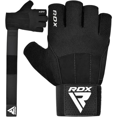 RDX Luvas ginásio levantamento de pesos com 3 placas de pulso, alça de 15 polegadas de proteção anti-derrapante, unissexo, fitness powerlifting musculação workout treino RDX Luvas ginásio levantamento de pesos com 3 placas de pulso, alça de 15 polegadas de proteção anti-derrapante, unissexo, fitness powerlifting musculação workout treino
