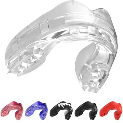 SAFEJAWZ Protetor bucal para ortopédicos. Para todos os desportos de contacto, incluindo rugby, MMA, artes marciais de kickboxing, judo, hóquei e boxe (transparente) SAFEJAWZ Protetor bucal para ortopédicos. Para todos os desportos de contacto, incluindo rugby, MMA, artes marciais de kickboxing, judo, hóquei e boxe (transparente)