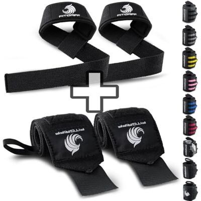 Fitgriff ® Straps e pulseiras para ginásio (1 conjunto) acessórios para ginásio, musculação, fitness para homem e mulher (preto original) Fitgriff ® Straps e pulseiras para ginásio (1 conjunto) acessórios para ginásio, musculação, fitness para homem e mulher (preto original)