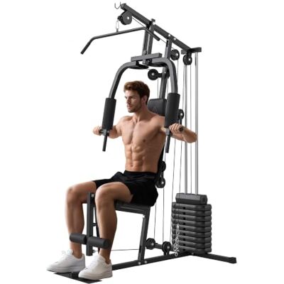HOMCOM Multiestación Musculación, Prensa de Pecho, Carga 100 kg, Negro Máquina de musculação, placas de peso de 45 kg, comprimento de pernas e polia borboleta, treino casa ginásio HOMCOM Multiestación Musculación, Prensa de Pecho, Carga 100 kg, Negro Máquina de musculação, placas de peso de 45 kg, comprimento de pernas e polia borboleta, treino casa ginásio