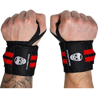 Gymreapers Pulseiras para levantamento de pesos (grau de competência) suporte de pulso de qualidade profissional de 18" com laço para polegar resistente- o melhor invólucro para levantamento de pesos Gymreapers Pulseiras para levantamento de pesos (grau de competência) suporte de pulso de qualidade profissional de 18" com laço para polegar resistente- o melhor invólucro para levantamento de pesos