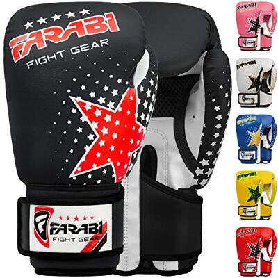 Farabi Sports Luvas de Treino para Meninos e Meninas 6oz, Ideais para MMA, Muay Thai, Saco e Práticas para Idades de 5 a 10 Anos (Black, 6-oz) Farabi Sports Luvas de Treino para Meninos e Meninas 6oz, Ideais para MMA, Muay Thai, Saco e Práticas para Idades de 5 a 10 Anos (Black, 6-oz)