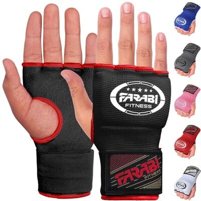 Farabi Sports Luvas de boxe com gel acolchoado luvas interiores elásticas para homem e mulher com correia de boneca 80 cm, para MMA, muay Thai, kickboxing e artes marciais (preto, L/XL) Farabi Sports Luvas de boxe com gel acolchoado luvas interiores elásticas para homem e mulher com correia de boneca 80 cm, para MMA, muay Thai, kickboxing e artes marciais (preto, L/XL)