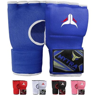 Mytra Fusion Luvas Interiores de Boxe para Crianças com Acolchoamento de Gel, Vendas de Boxe com Correia de Pulso de 80 cm para MMA, Kickboxing, Golpes, Artes Marciais e Muay Thai (Azul) Mytra Fusion Luvas Interiores de Boxe para Crianças com Acolchoamento de Gel, Vendas de Boxe com Correia de Pulso de 80 cm para MMA, Kickboxing, Golpes, Artes Marciais e Muay Thai (Azul)