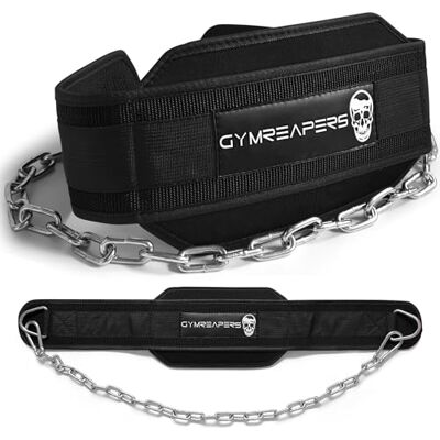 Gymreapers Cinto com corrente para levantamento de pesos, pull ups, dips corrente de aço resistente para treino com pesos adicionais Gymreapers Cinto com corrente para levantamento de pesos, pull ups, dips corrente de aço resistente para treino com pesos adicionais