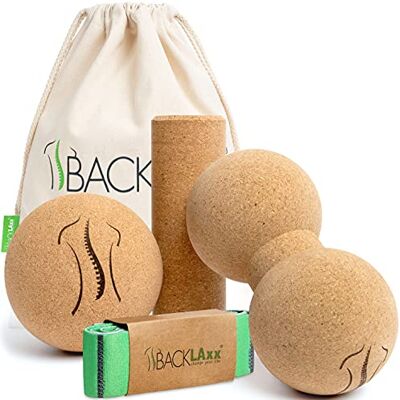 BACKLAxx ® Rolo de massagem muscular em cortiça – rolo de massagem muscular, bola de massagem, duobola para a fáscia – livre de substâncias nocivas e antibacterianas, incl. Vídeos de aplicação – rolo de massagem BACKLAxx ® Rolo de massagem muscular em cortiça – rolo de massagem muscular, bola de massagem, duobola para a fáscia – livre de substâncias nocivas e antibacterianas, incl. Vídeos de aplicação – rolo de massagem