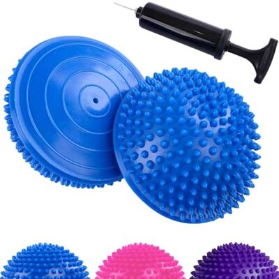 CampTeck Almofada equilíbrio fitness meia bola ouriço, meias bolas de massagem com bomba manual pacote de 2 azul CampTeck Almofada equilíbrio fitness meia bola ouriço, meias bolas de massagem com bomba manual pacote de 2 azul
