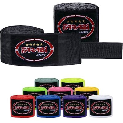 Farabi Sports Kids Bandagens Boxe 2,5 Metros de Comprimento Bandagens Boxe Fita Boxe com par para MMA, Muay Thai, Treinamento, Kickboxing e Esportes de Combate (Preto) Farabi Sports Kids Bandagens Boxe 2,5 Metros de Comprimento Bandagens Boxe Fita Boxe com par para MMA, Muay Thai, Treinamento, Kickboxing e Esportes de Combate (Preto)