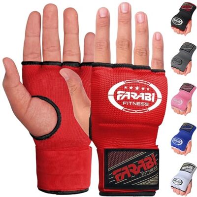 Farabi Sports Luvas de treino sem dedos para ginásio, fitness, boxe, MMA, Muay Thai, com protetor nos nós (vermelho, L/XL) Farabi Sports Luvas de treino sem dedos para ginásio, fitness, boxe, MMA, Muay Thai, com protetor nos nós (vermelho, L/XL)