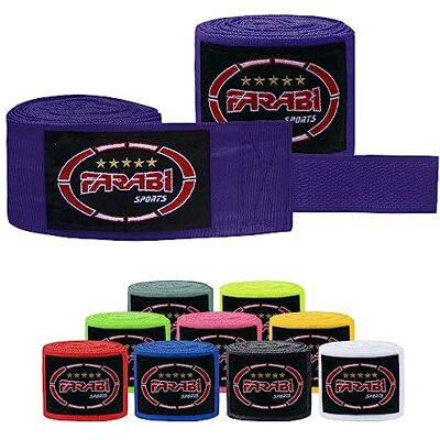 Farabi Sports Kids faixas boxe 2,5 metros de longas faixas boxe fita de boxe com par para MMA, muay Thai, treino, kickboxing e desportos de combate (roxo) Farabi Sports Kids faixas boxe 2,5 metros de longas faixas boxe fita de boxe com par para MMA, muay Thai, treino, kickboxing e desportos de combate (roxo)