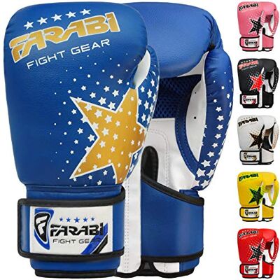 Farabi Sports Luvas de Treino para Meninos e Meninas 6oz, Ideais para MMA, Muay Thai, Saco e Práticas para Idades de 5 a 10 Anos (Azul, 6-oz) Farabi Sports Luvas de Treino para Meninos e Meninas 6oz, Ideais para MMA, Muay Thai, Saco e Práticas para Idades de 5 a 10 Anos (Azul, 6-oz)