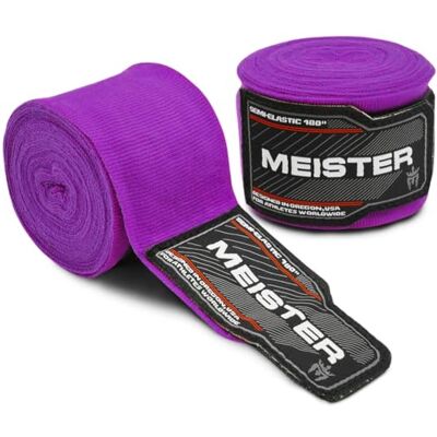 Meister Ligaduras semi-elásticas para adulto de 180 polegadas (180 in / 457 cm) para MMA e boxe (par) roxo Meister Ligaduras semi-elásticas para adulto de 180 polegadas (180 in / 457 cm) para MMA e boxe (par) roxo