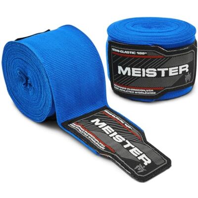 Meister Ligaduras semi-elásticas para adulto de 180 polegadas (457 cm) para MMA e boxe (par) azul Meister Ligaduras semi-elásticas para adulto de 180 polegadas (457 cm) para MMA e boxe (par) azul